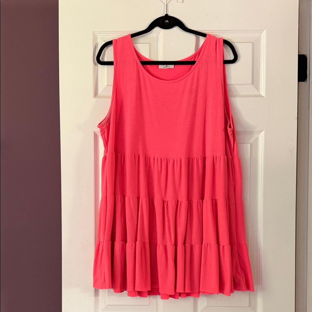 Zenana Outfitters Coral Pink Tiered Sleeveless Tank
